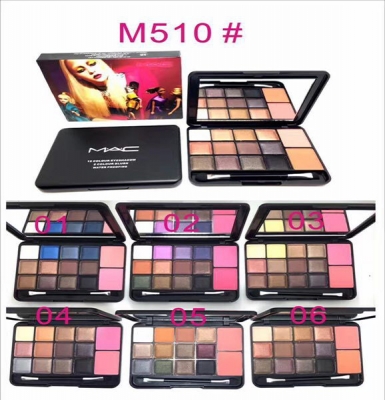MAC 12 Colors Eyeshadow plus 2 Colors Blush #M510 Palette